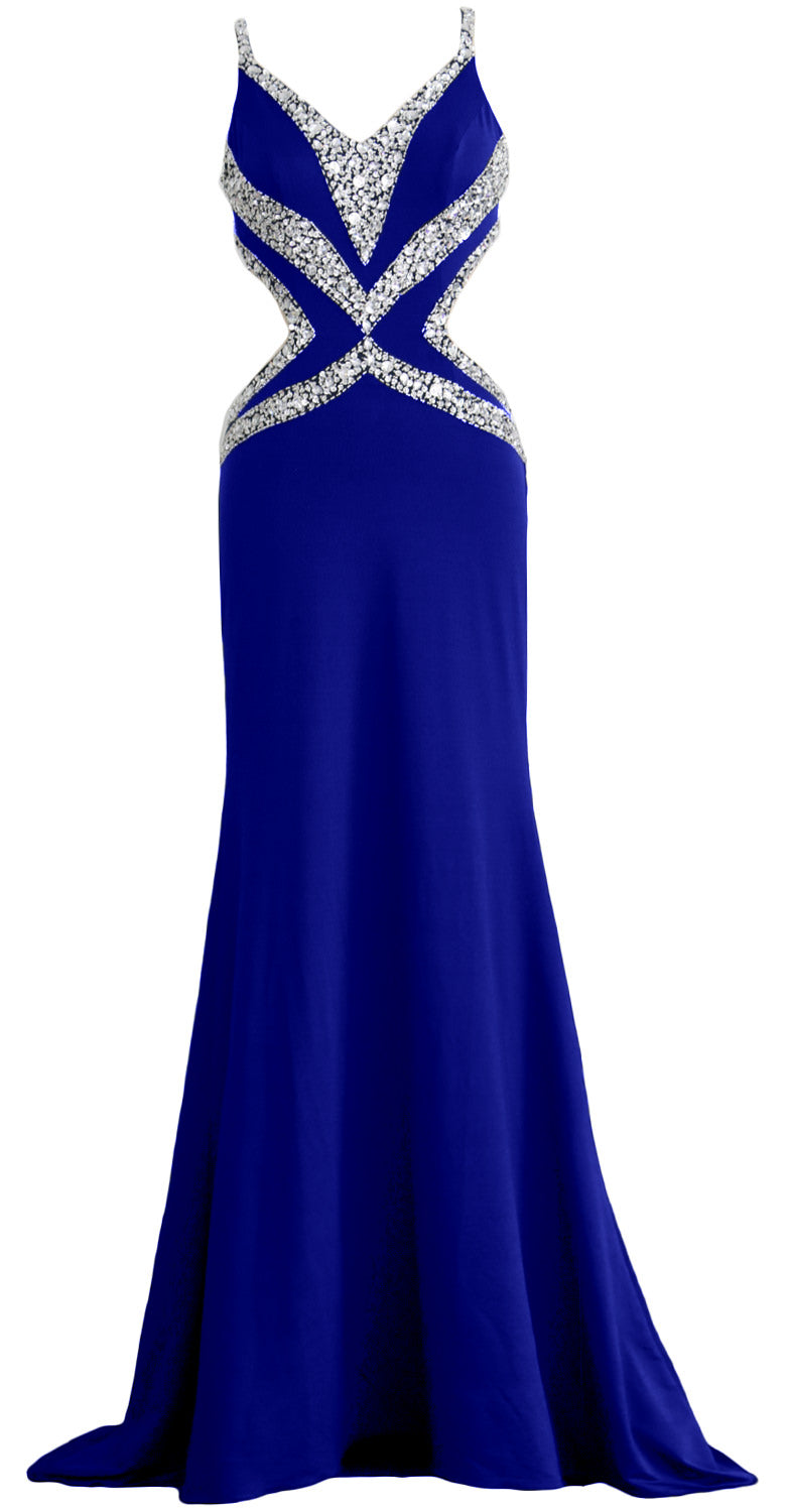 MACloth Damen-Kleid, lang, V-Ausschnitt, sexy, Meerjungfrau, Abschlussball, Partykleid, formelles Abendkleid