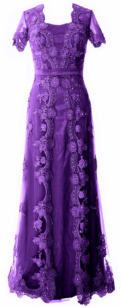 MACloth Women Mother of the Bride Dresses Short Sleeves Lace Formal Evening Gown