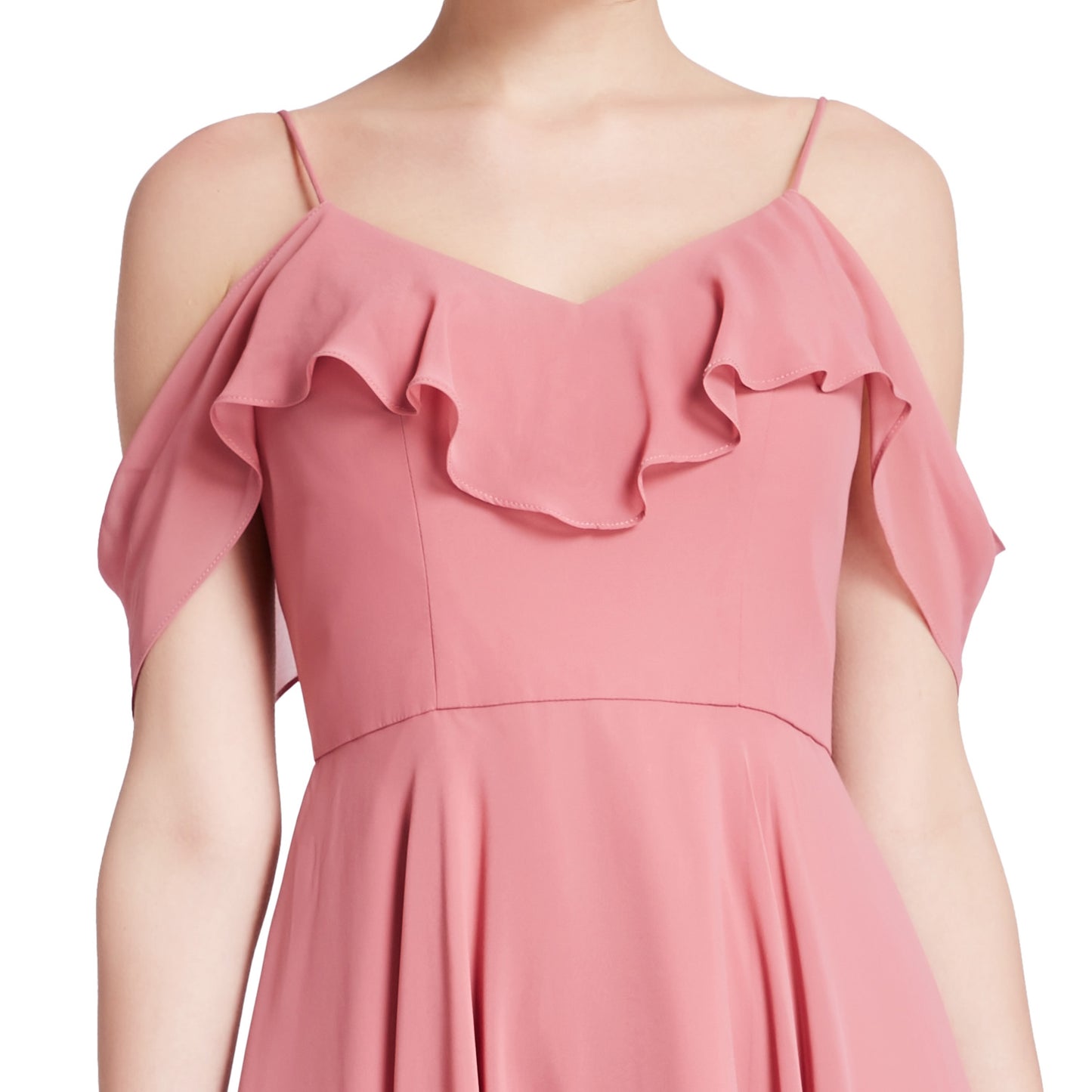 MACloth Damen-Kleid mit kalten Schultern und Rüschen, kurz, für Hochzeit, Party, Brautjungfern