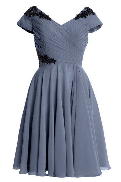 MACloth Women Mother of Bride Groom Dresses Short Cap Sleeve Bridesmaid BD MoH