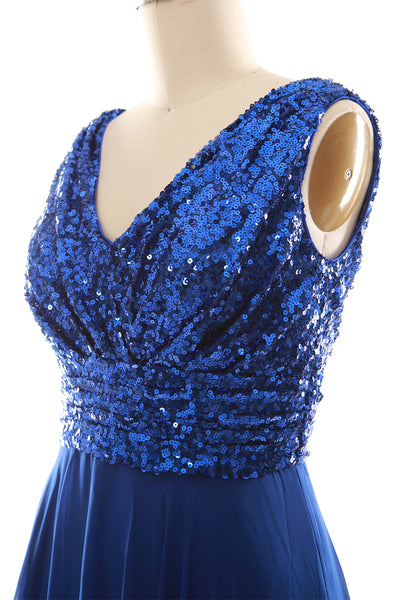 MACloth Women V Neck Sequin Short Wedding Bridesmaid Dresses Mother of Bride