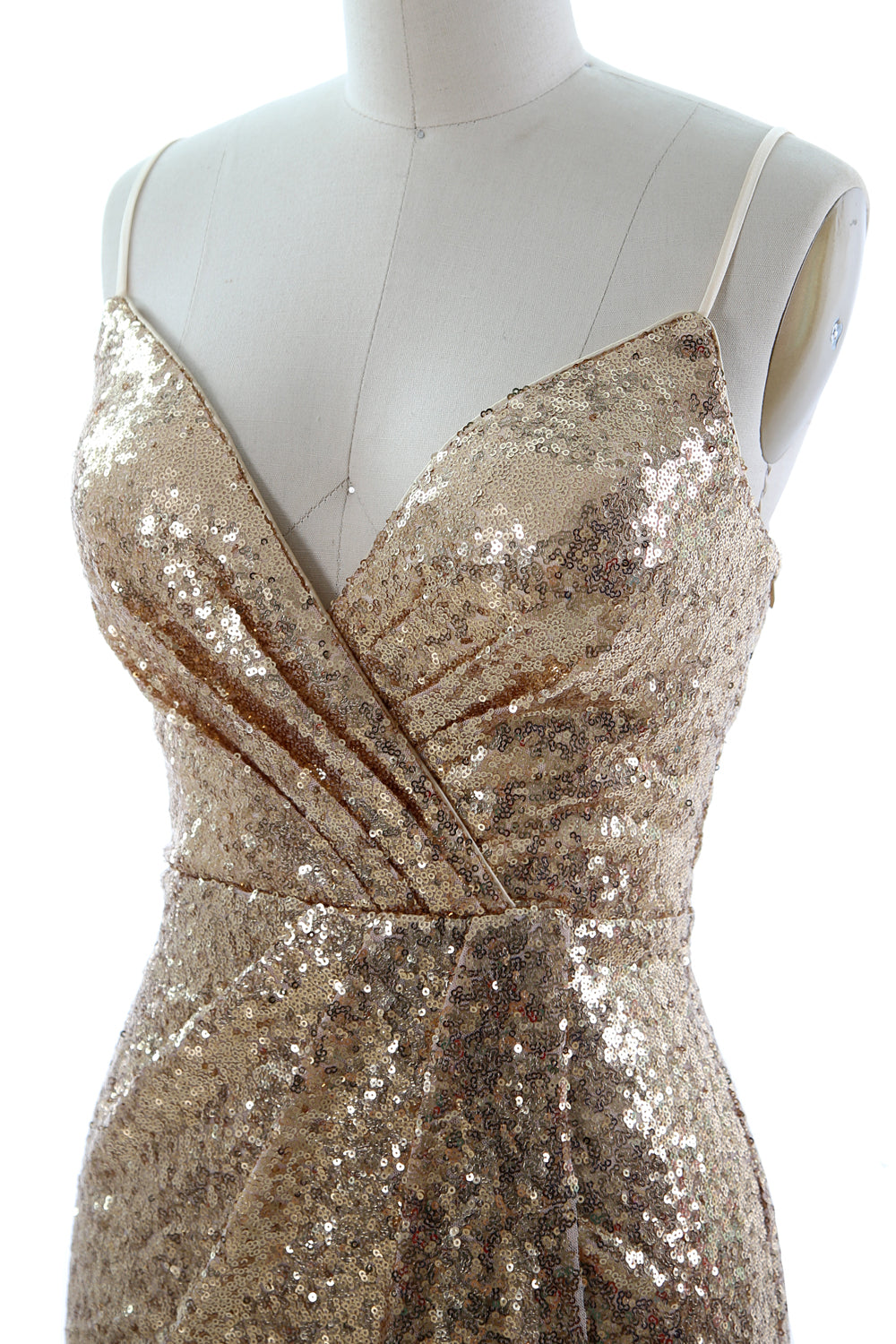 MACloth Vestidos de dama de honor midi para mujer, con lentejuelas y escote en V, vestido formal para fiesta de boda