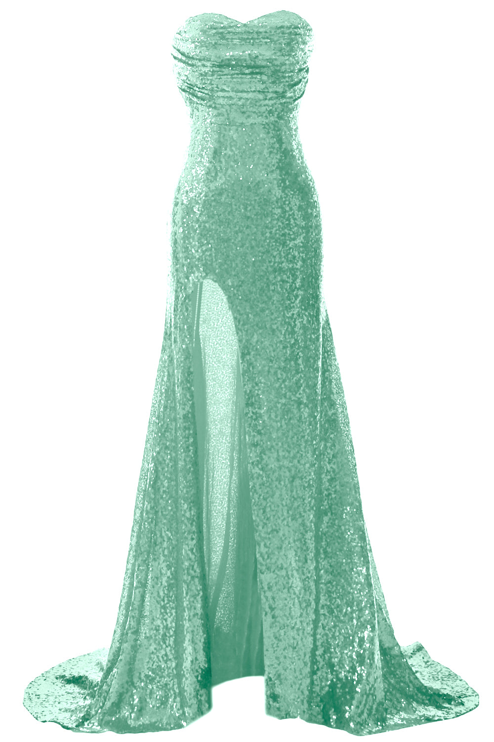 MACloth Sequin Prom Dresses Mermaid Strapless Formal Evening Gown with Split