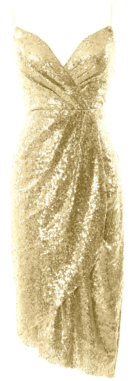 MACloth Vestidos de dama de honor midi para mujer, con lentejuelas y escote en V, vestido formal para fiesta de boda