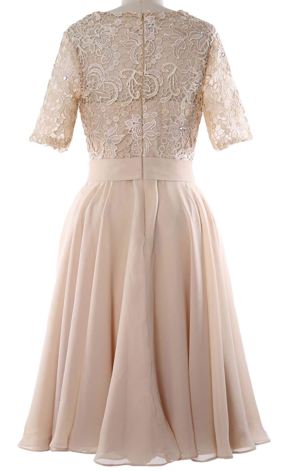 MACloth Women Short Mother Bride Dresses Half Sleeve Wedding Guest Dinner Lace