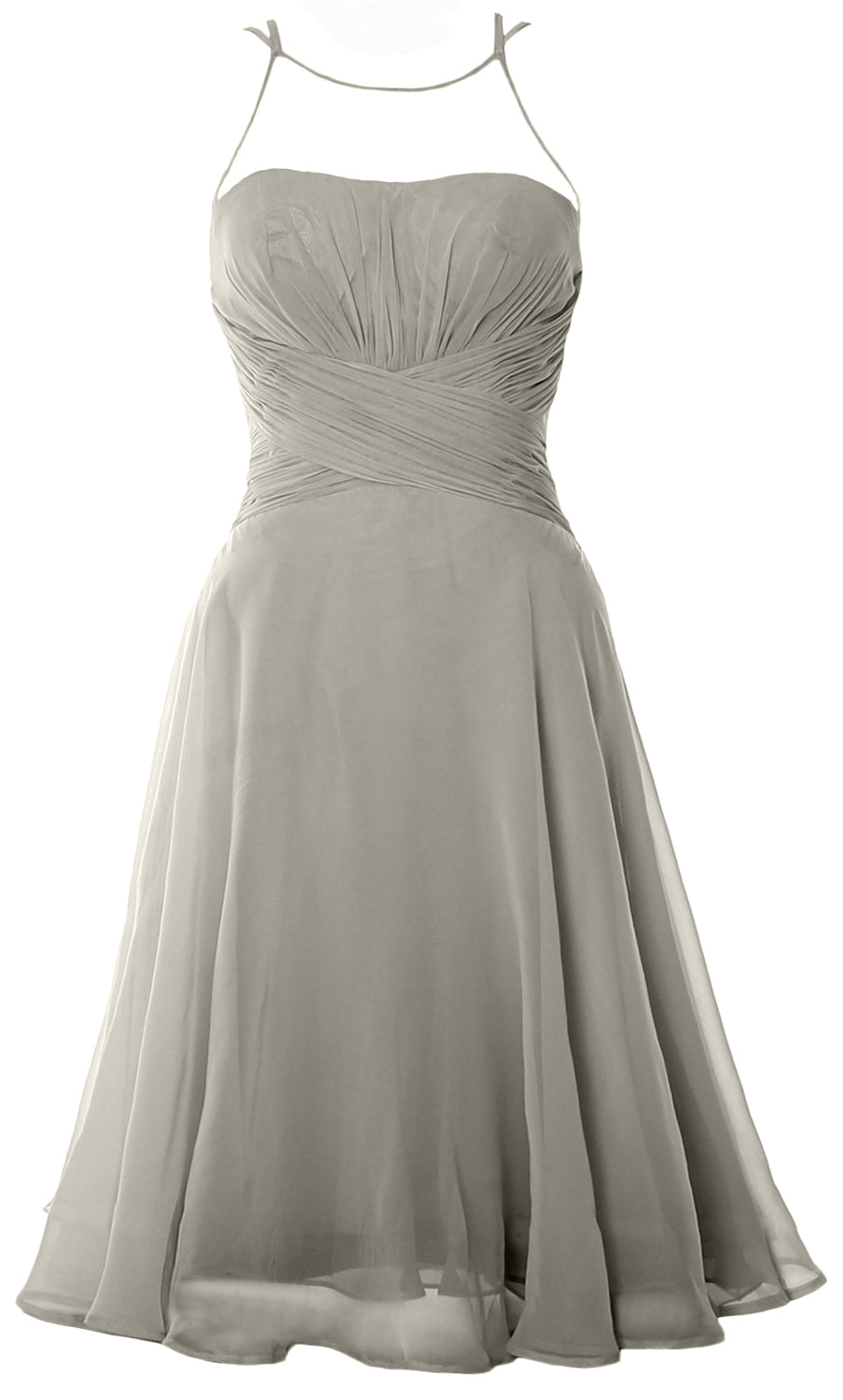 Vestido de cóctel corto elegante con ilusión de MACloth, vestido formal de gasa para boda o fiesta