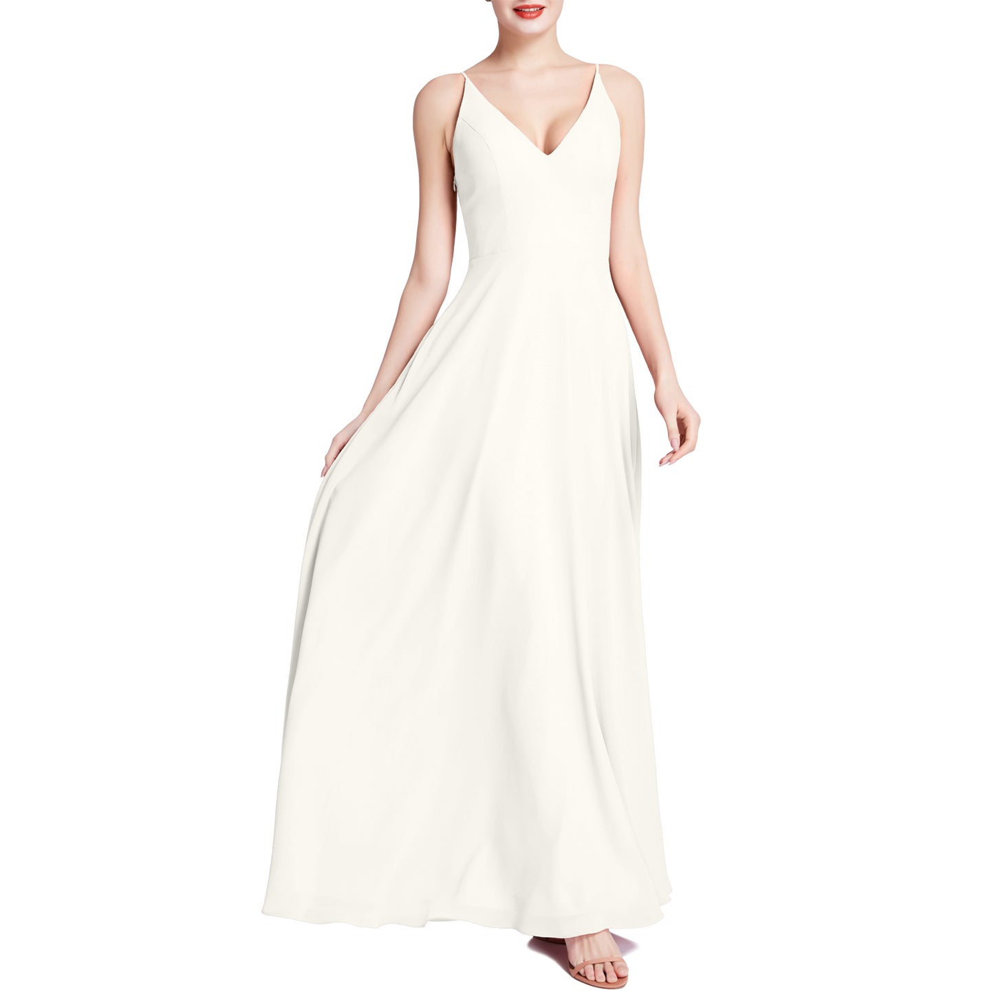 MACloth Mujeres Cuello en V Maxi Boda Fiesta Dama de Honor Vestidos Vestido de Noche