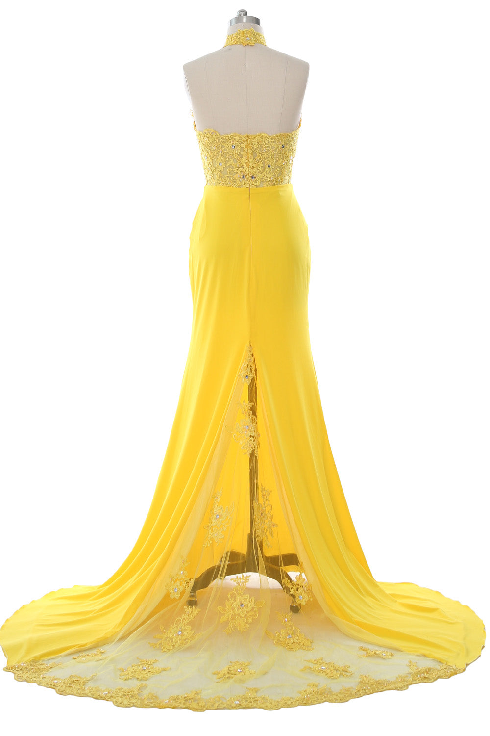 MACloth Women Prom Dresses Mermaid Sleeveless Lace Evening Party Formal Gown