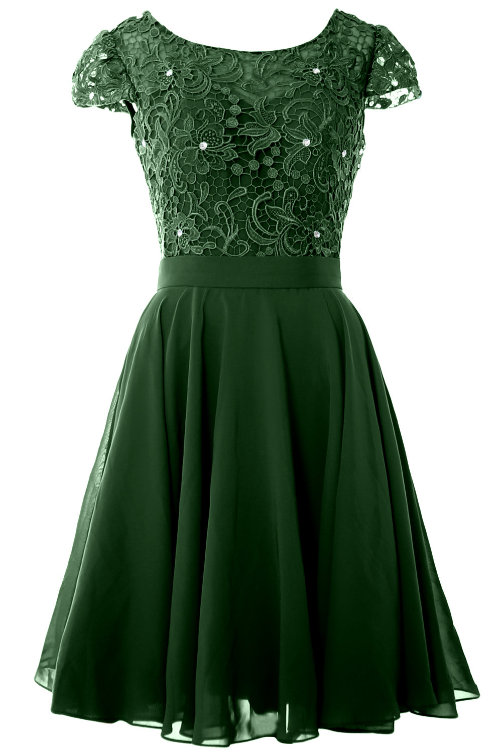 MACloth Women Short Cap Sleeve Lace Wedding Bridesmaid Mother Dresses Homecoming