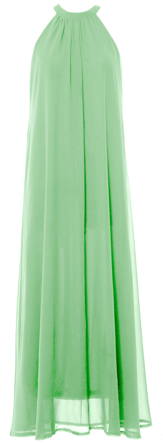 MACloth Damen Neckholder Chiffon Lange Hochzeit Party Brautjungfernkleider Mutter