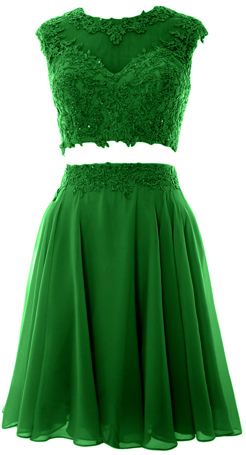 Vestido de fiesta de boda de encaje de 2 piezas estilo vintage para mujer de MACloth