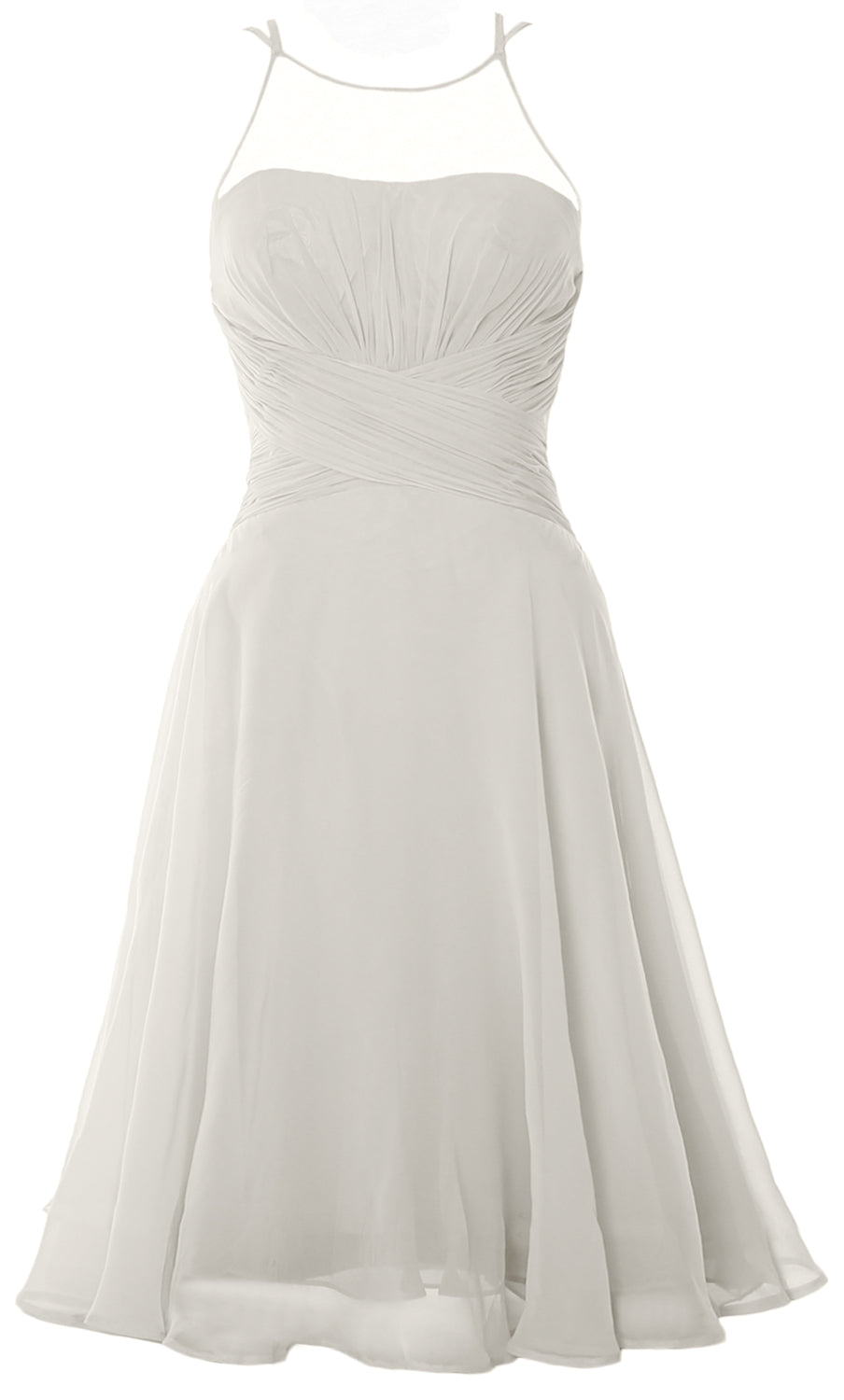 Vestido de cóctel corto elegante con ilusión de MACloth, vestido formal de gasa para boda o fiesta