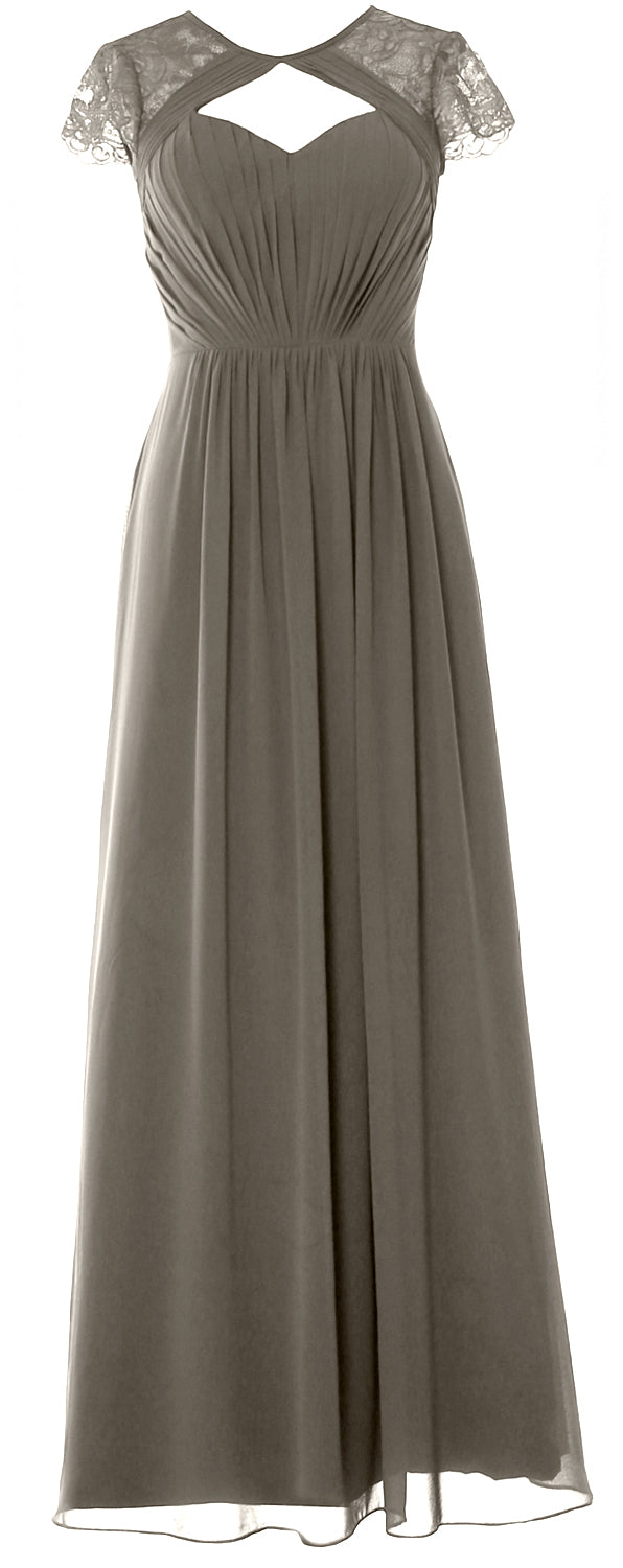 Vestido de dama de honor largo con mangas cortas elegante MACloth 2018 Vestido formal de noche