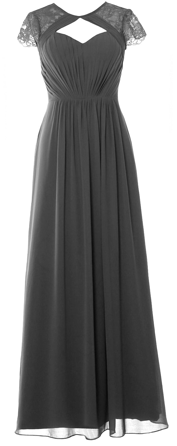 Vestido de dama de honor largo con mangas cortas elegante MACloth 2018 Vestido formal de noche