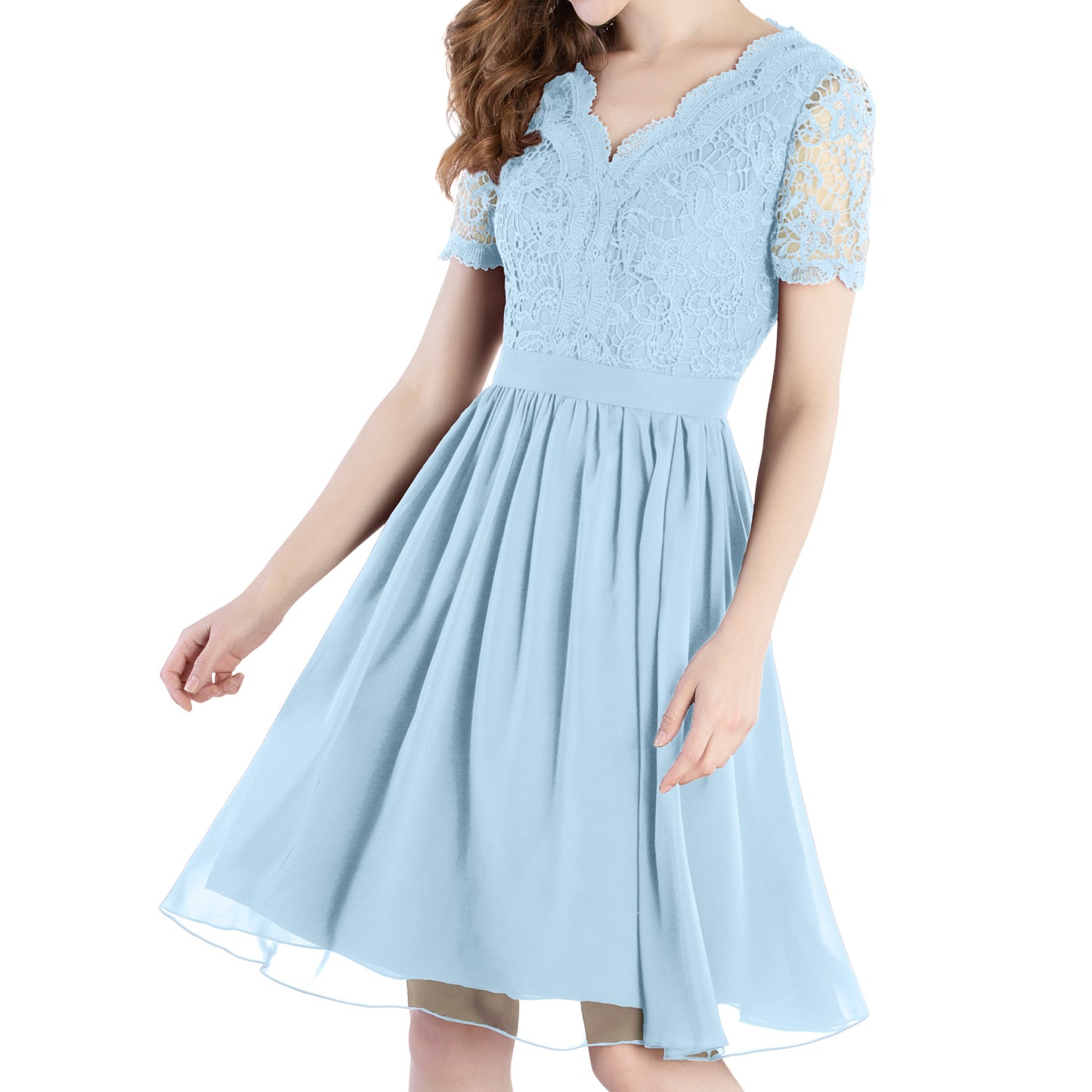 MACloth Mother of Bride Dresses Short Sleeves Wedding Guest Party Formal Gown Dusty Mauve