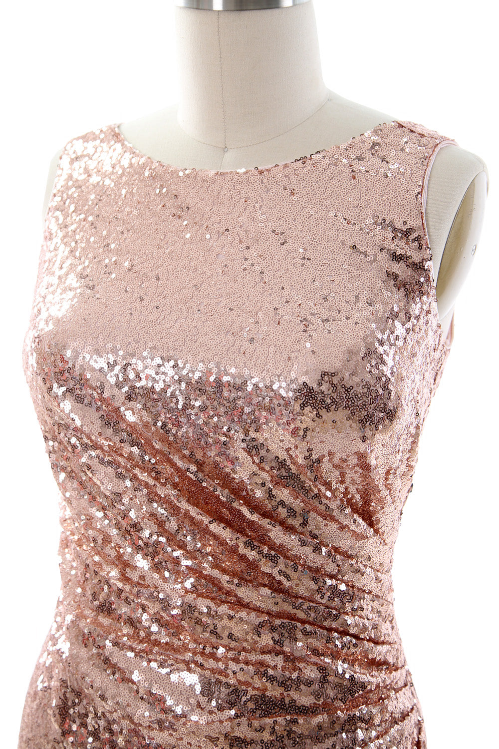 MACloth Women Sequin Long Bridesmaid Dresses Cowl Back Prom Evening Gown Split