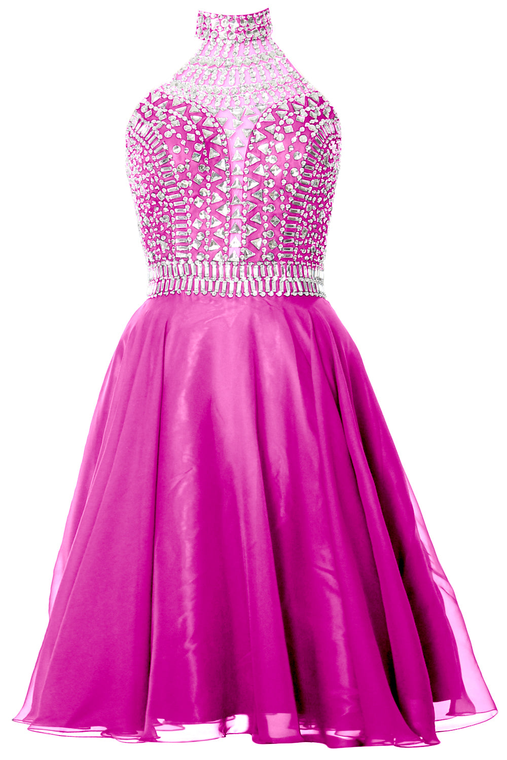 Vestido de fiesta de graduación con cuello alto y cuello halter de MACloth