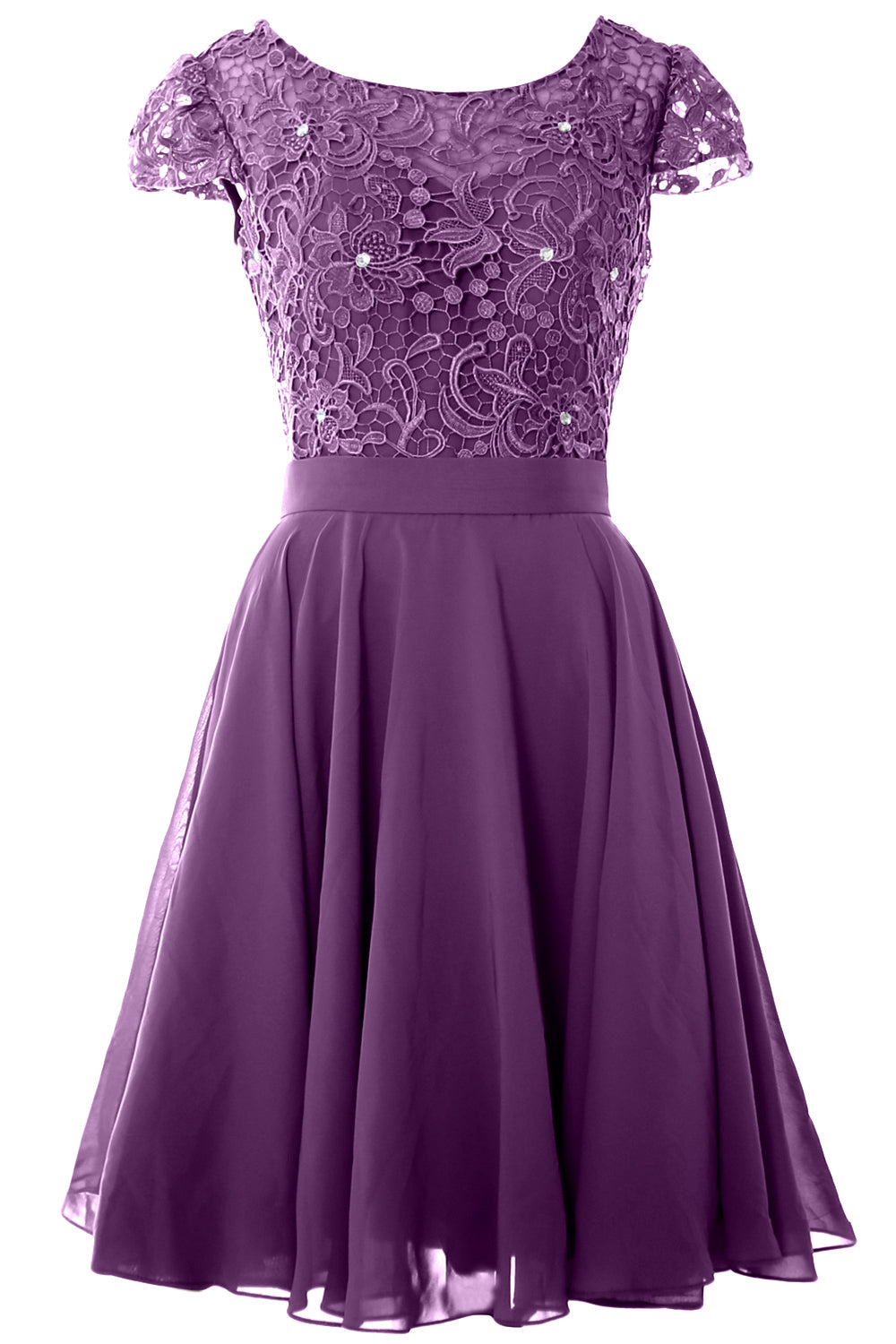 MACloth Women Short Cap Sleeve Lace Wedding Bridesmaid Mother Dresses Homecoming