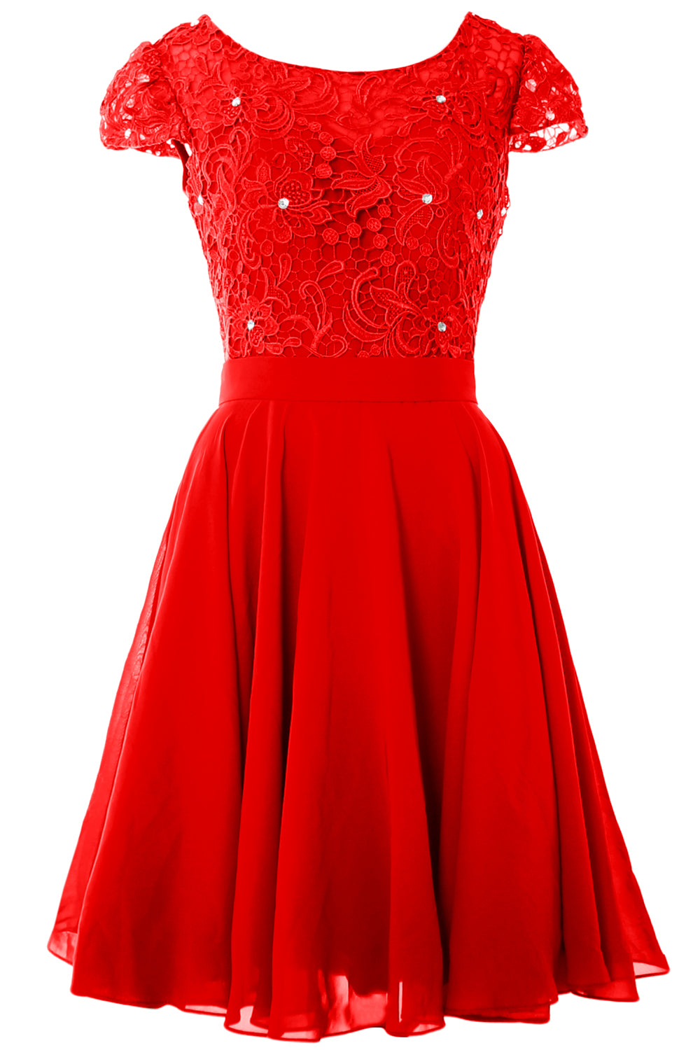 MACloth Women Short Cap Sleeve Lace Wedding Bridesmaid Mother Dresses Homecoming