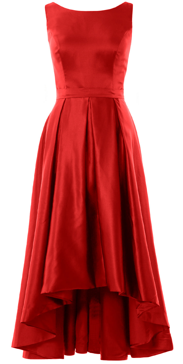 MACloth Hi-Lo Brautjungfernkleider Ärmellos Cocktail Hochzeit Party Abendkleid