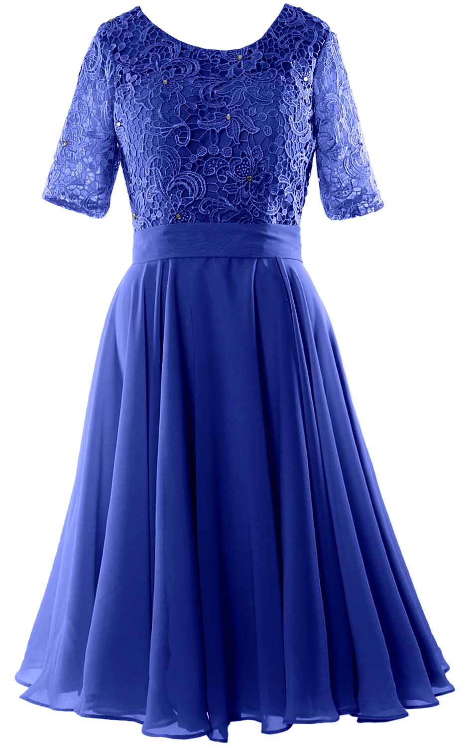 MACloth Women Short Mother Bride Dresses Half Sleeve Wedding Guest Dinner Lace