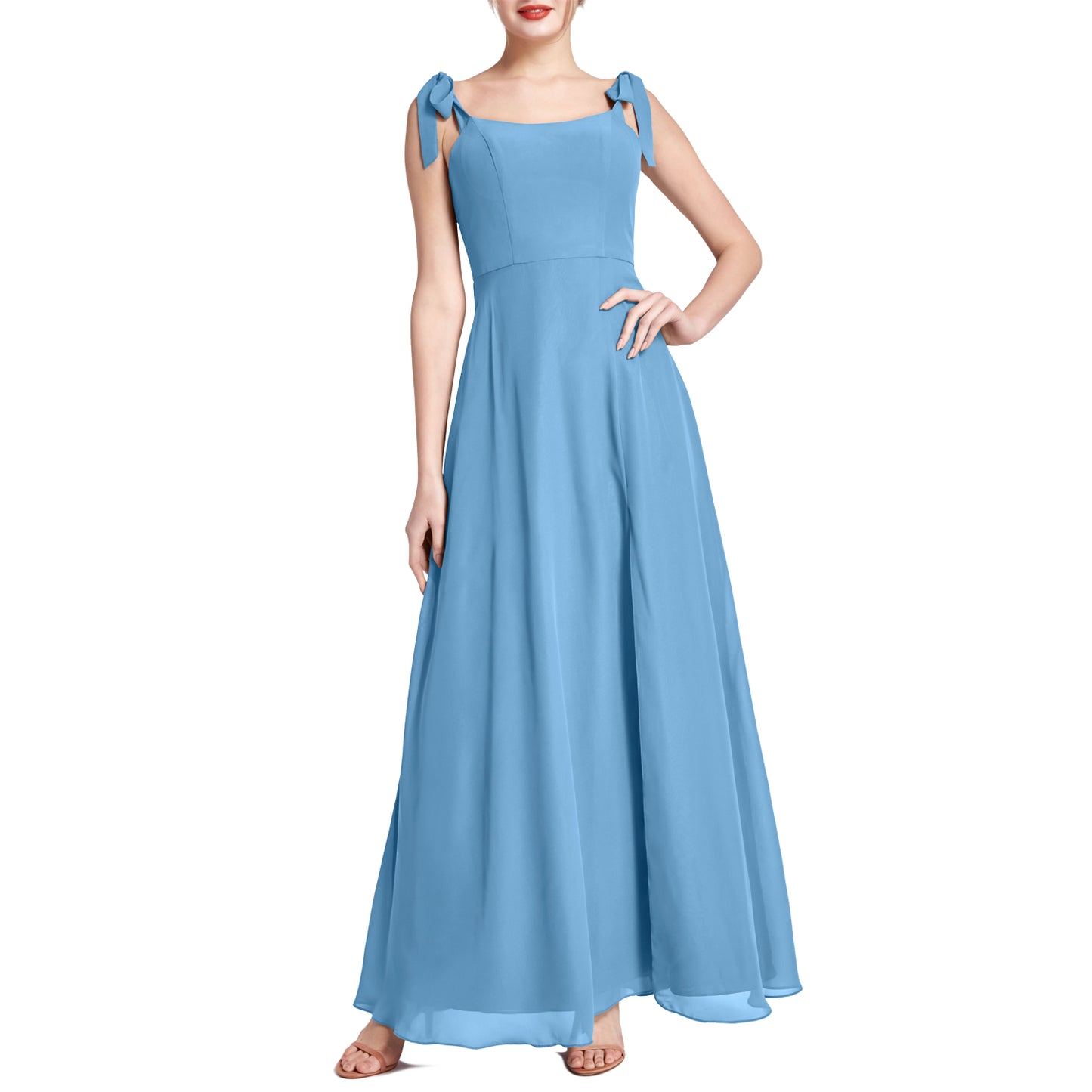 MACloth Damen Chiffon A-Linie Langes, hübsches Brautjungfernkleid für Hochzeit