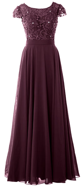 MACloth Women Mother of Bride Dresses Cap Sleeves Wedding Bridesmaid Rehearsal