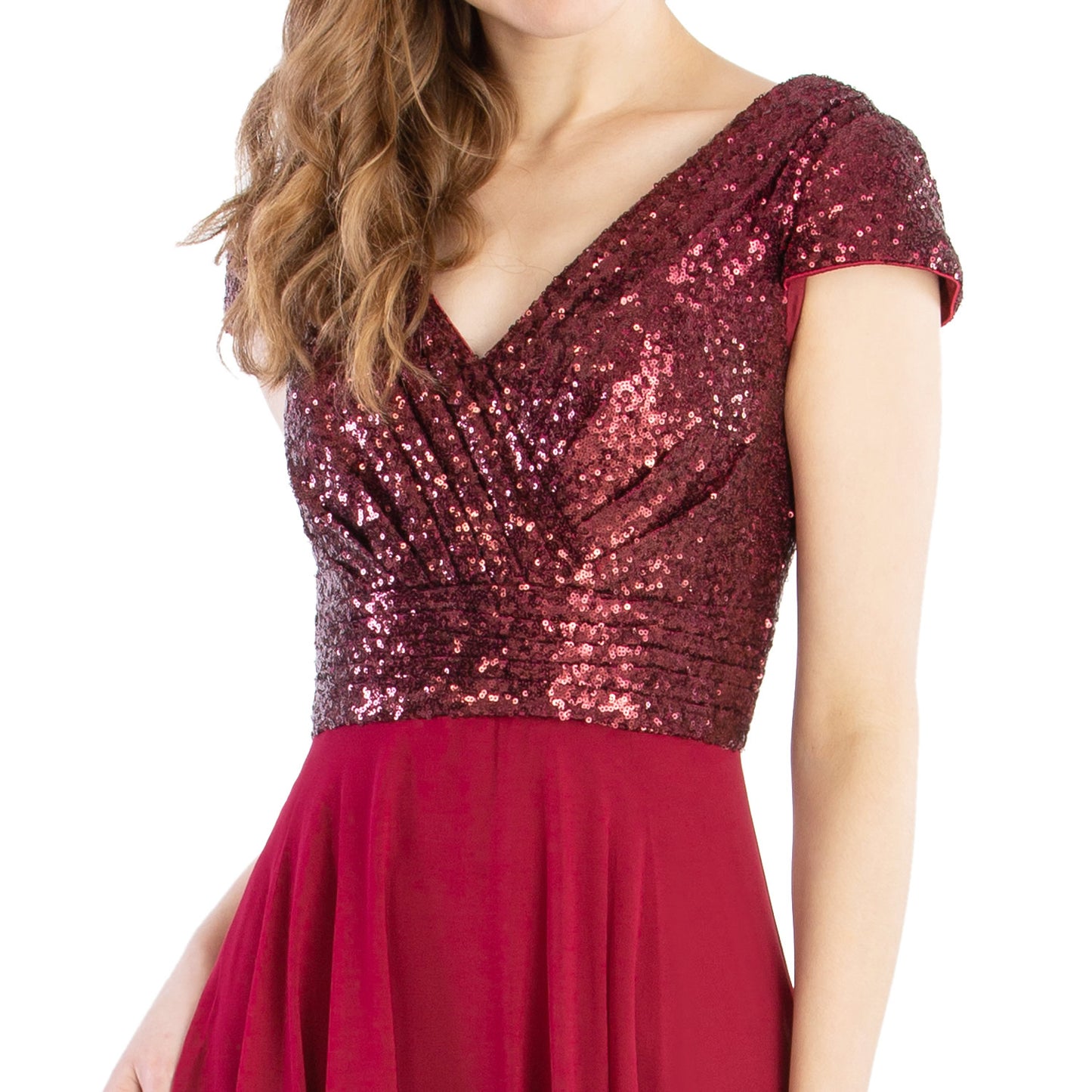 Vestidos de novia de MACloth con mangas cortas y lentejuelas, vestido formal de boda