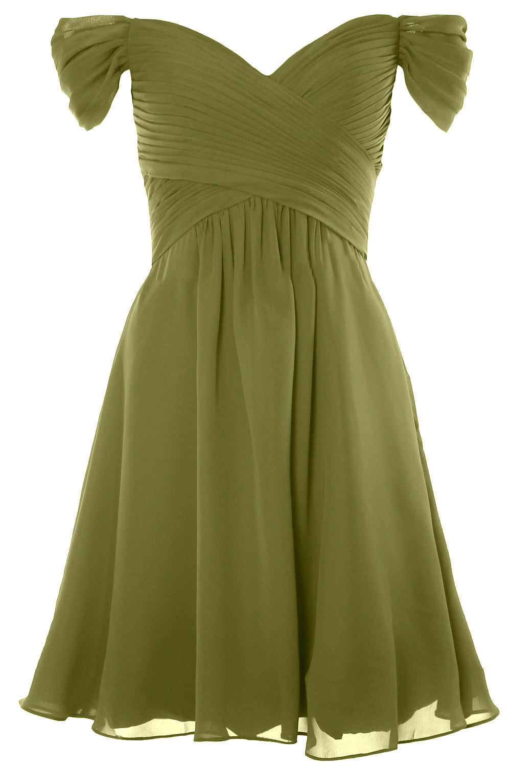 MACloth Damen Schulterfreies, kurzes Brautjungfernkleid für Hochzeit, Party, formelles Kleid