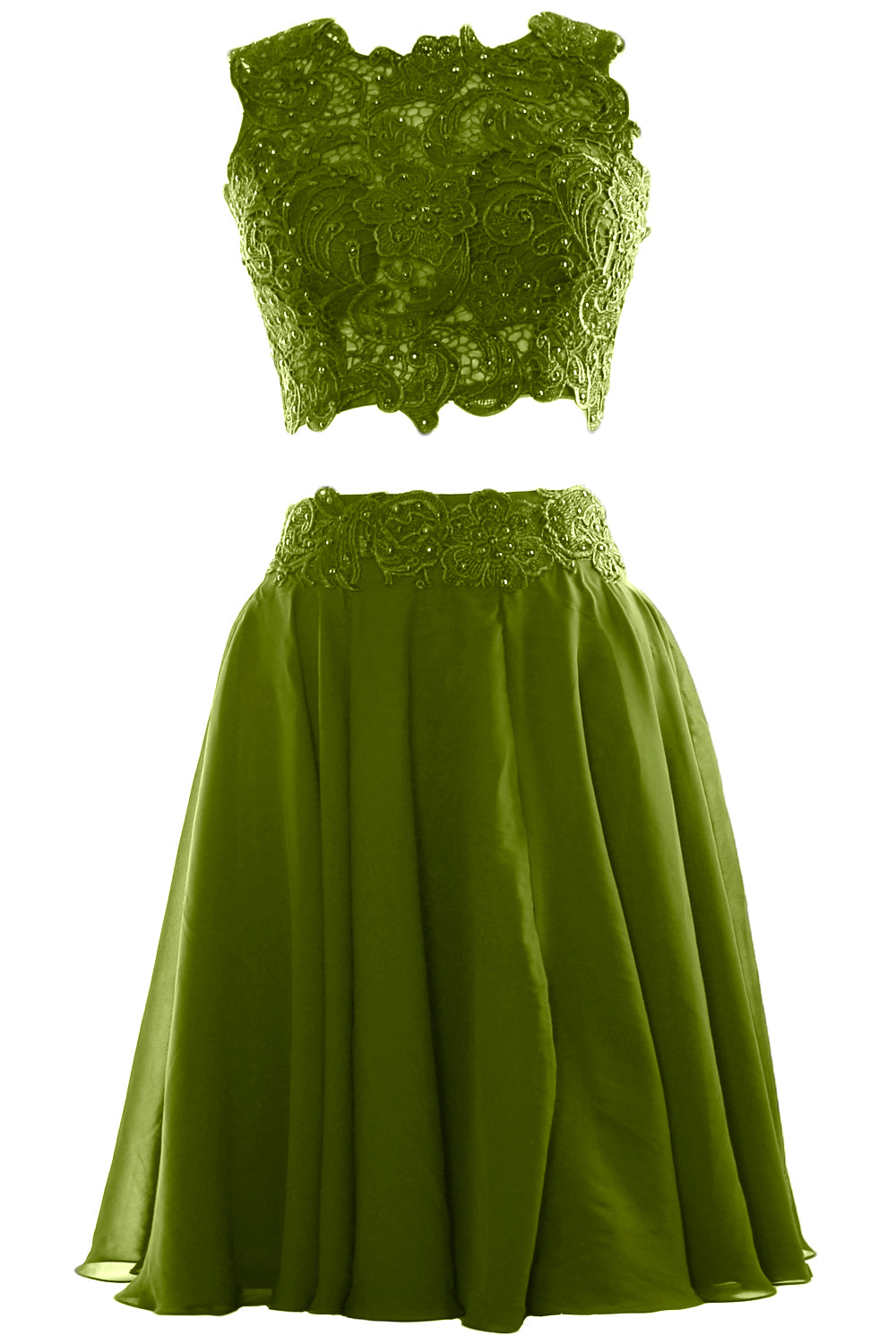 MACloth Vestido corto de gasa con encaje de dos piezas para mujer, vestido formal para fiesta de cóctel