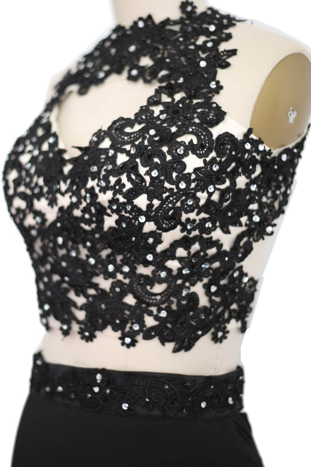 MACloth Damen Meerjungfrau 2-teiliges langes Ballkleid aus Spitze und Jersey, Abendkleid