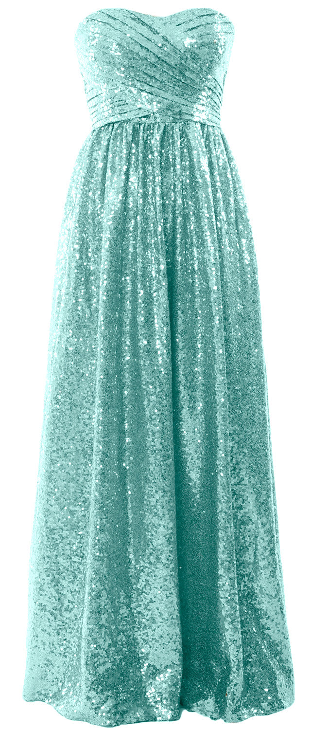 MACloth Women Sequin Bridesmaid Dresses Sweetheart Long Wedding Evening Gown Mint / Above Knee / Custom Size MACloth Women Sequin Bridesmaid Dresses Sweetheart Long Wedding Evening Gown Mint / Above Knee / Custom Size