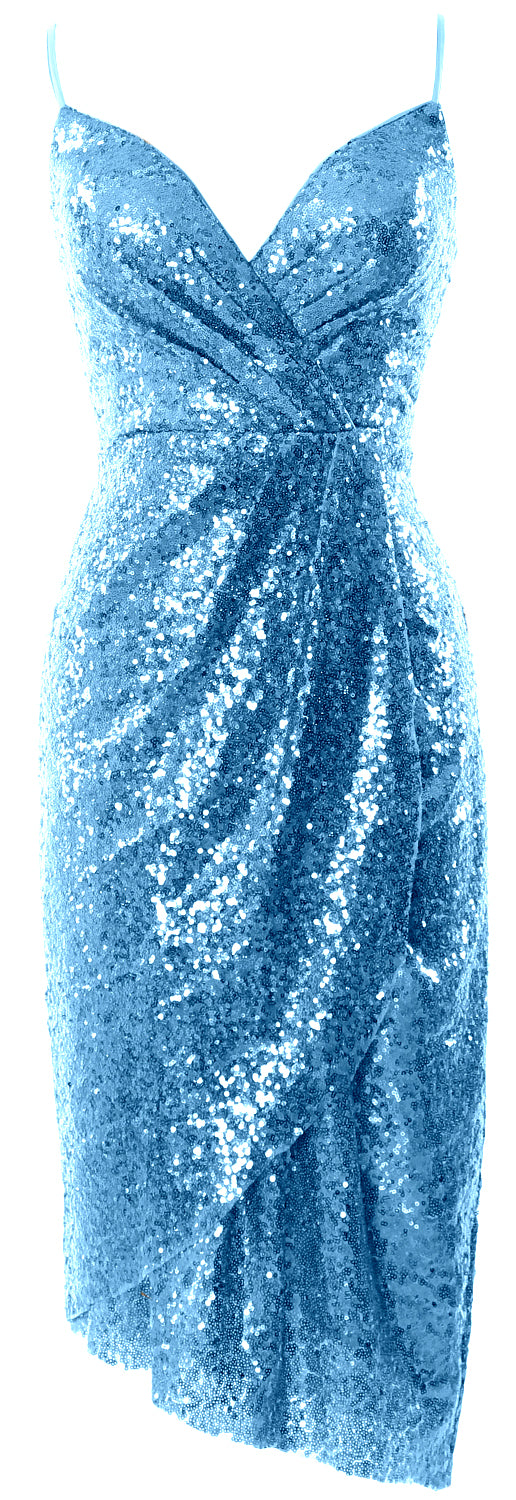 MACloth Vestidos de dama de honor midi para mujer, con lentejuelas y escote en V, vestido formal para fiesta de boda