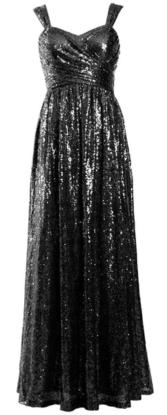 MACloth Sequin Bridesmaid Dresses Long Formal Party Evening Prom Gown Maxi