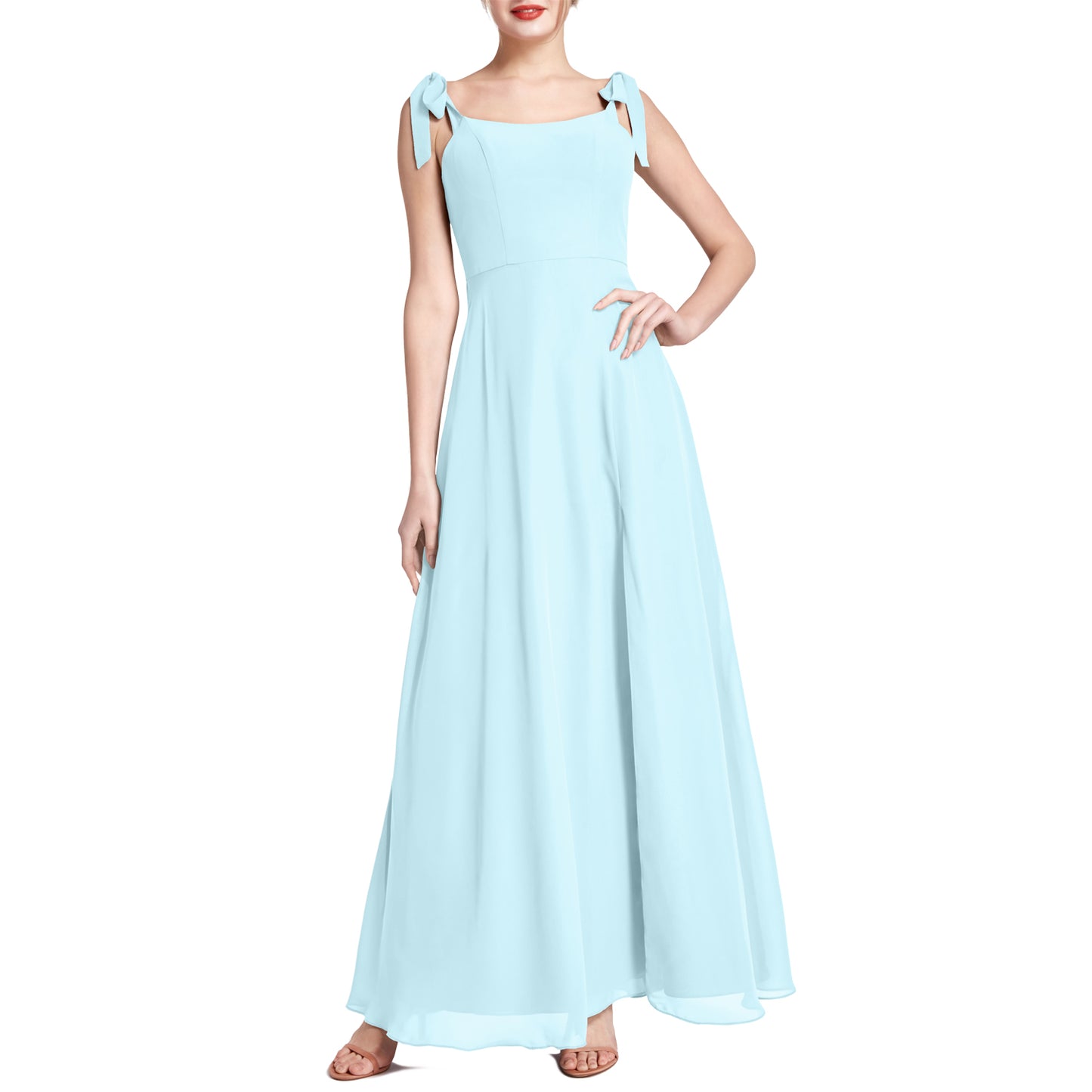 MACloth Damen Chiffon A-Linie Langes, hübsches Brautjungfernkleid für Hochzeit