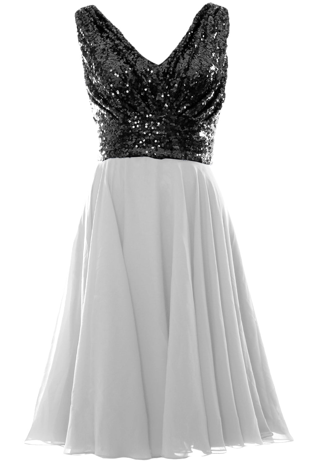 MACloth Women V Neck Sequin Short Wedding Bridesmaid Dresses Mother of Bride