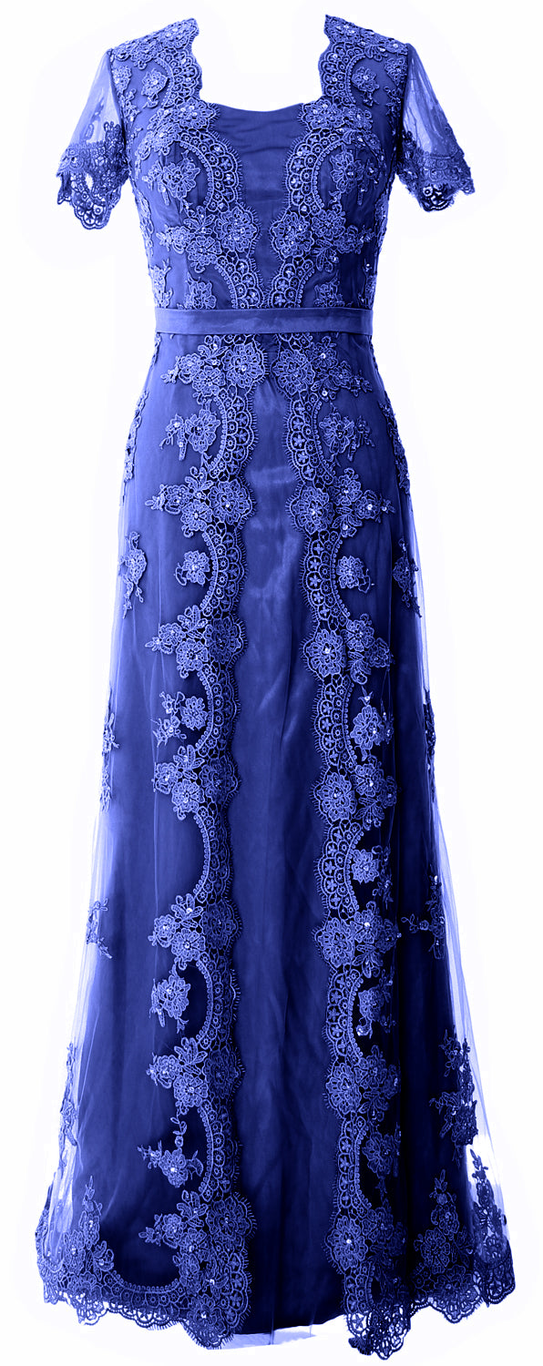 MACloth Damen Kleider für die Brautmutter, kurze Ärmel, Spitze, formelles Abendkleid