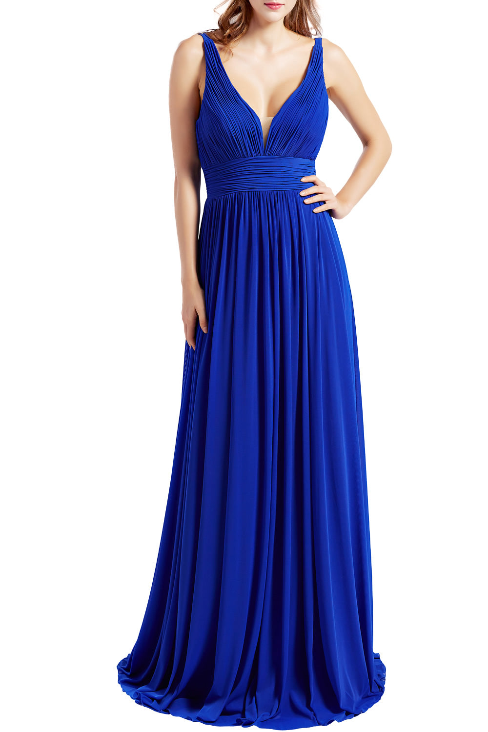 MACloth Women Sleeveless V Neck Bridesmaid Dresses Beach Wedding