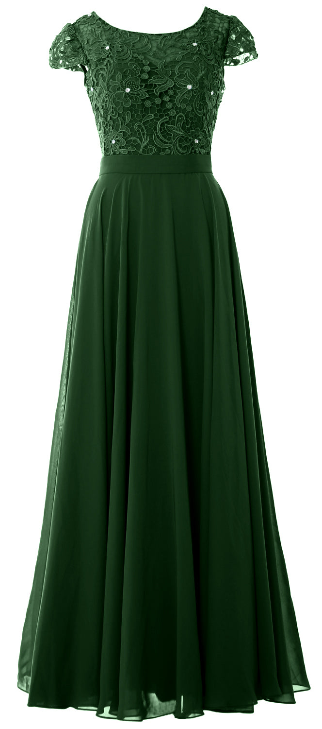 MACloth Damen Kleider für die Brautmutter mit Flügelärmeln, für Hochzeit, Brautjungfer, Probe