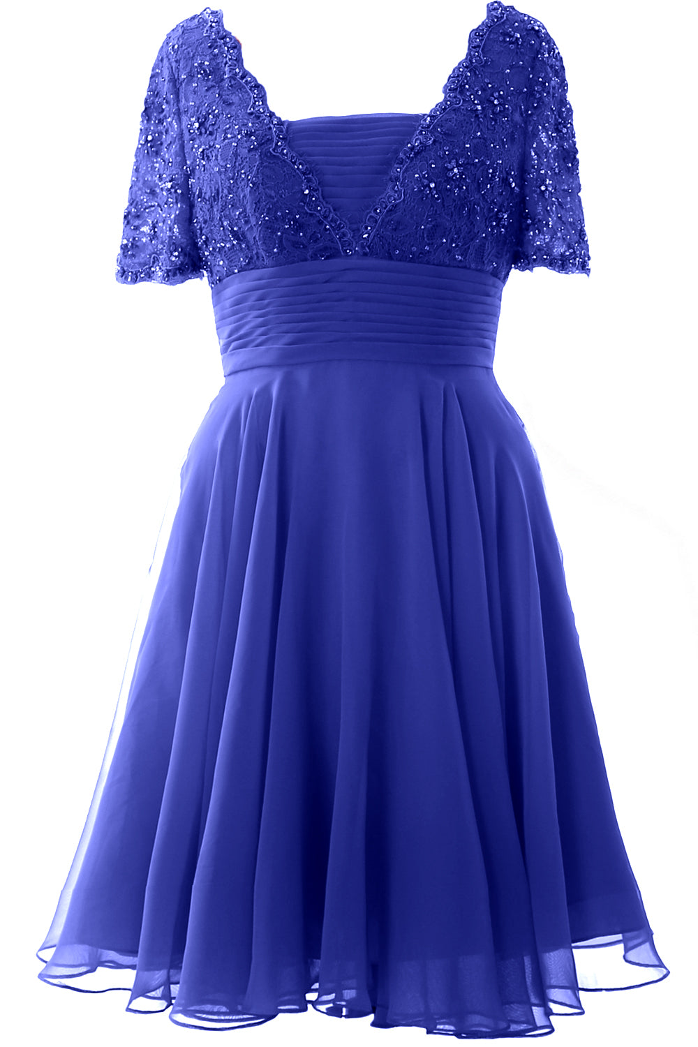 MACloth Damen Kleid für die Brautmutter, kurze Ärmel, Spitze, für Hochzeit, Party, formelles Kleid