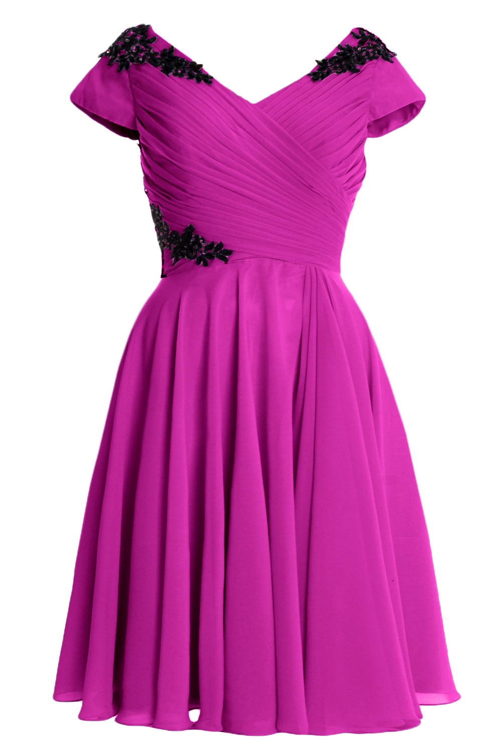 MACloth Damen Kleider für die Brautmutter und den Bräutigam, kurz, Flügelärmel, Brautjungfer, BD MoH