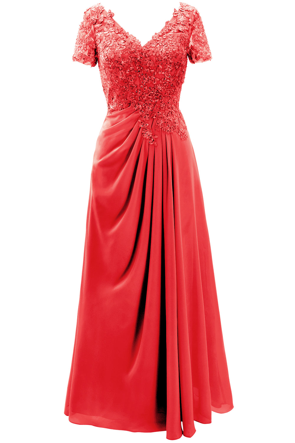 MACloth Damen Kleider für die Brautmutter, kurzärmlig, Spitze, für Hochzeit, Abendkleid