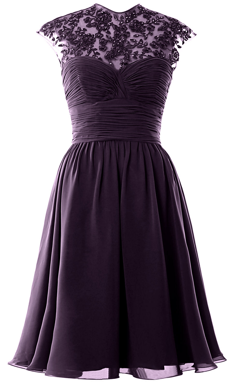 Women High Neck Cap Sleeve Lace Short Bridesmaid Dress Wedding Party Ball Gown