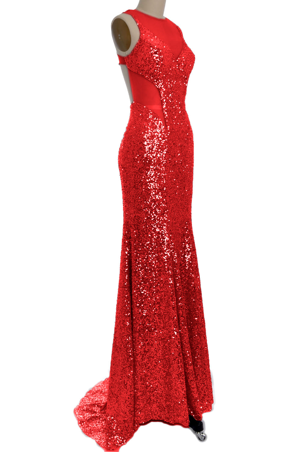 MACloth Wunderschönes Meerjungfrau-Kleid mit Ausschnitten und Pailletten, lang, für Abschlussball, Party, Abendkleid