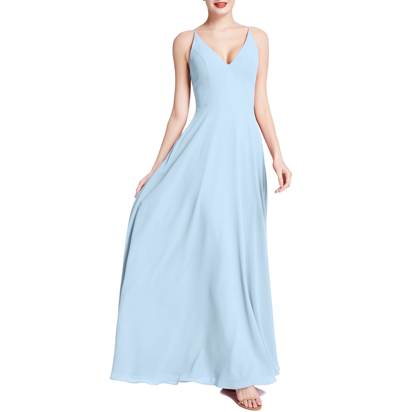 MACloth Mujeres Cuello en V Maxi Boda Fiesta Dama de Honor Vestidos Vestido de Noche