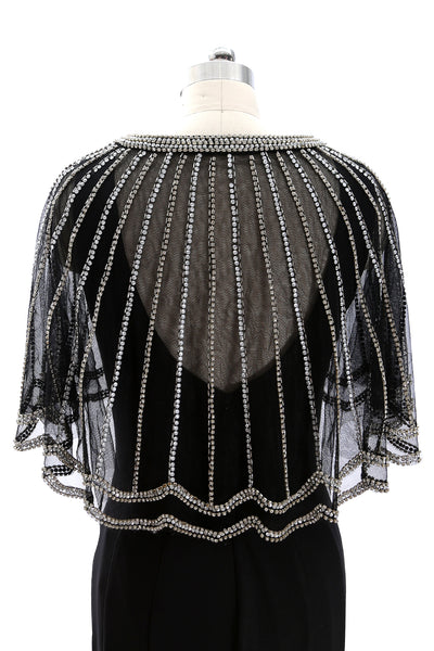MACloth Women Beaded Mother of the Bride Dress with Sheer Cape Evening Gown