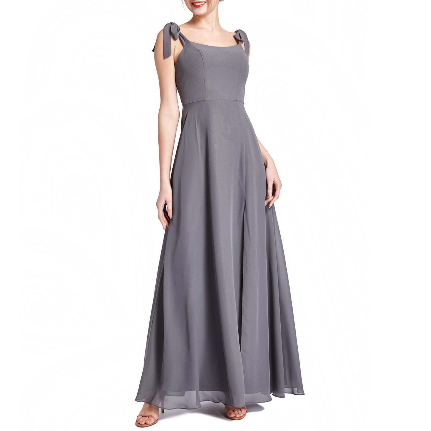 MACloth Damen Chiffon A-Linie Langes, hübsches Brautjungfernkleid für Hochzeit