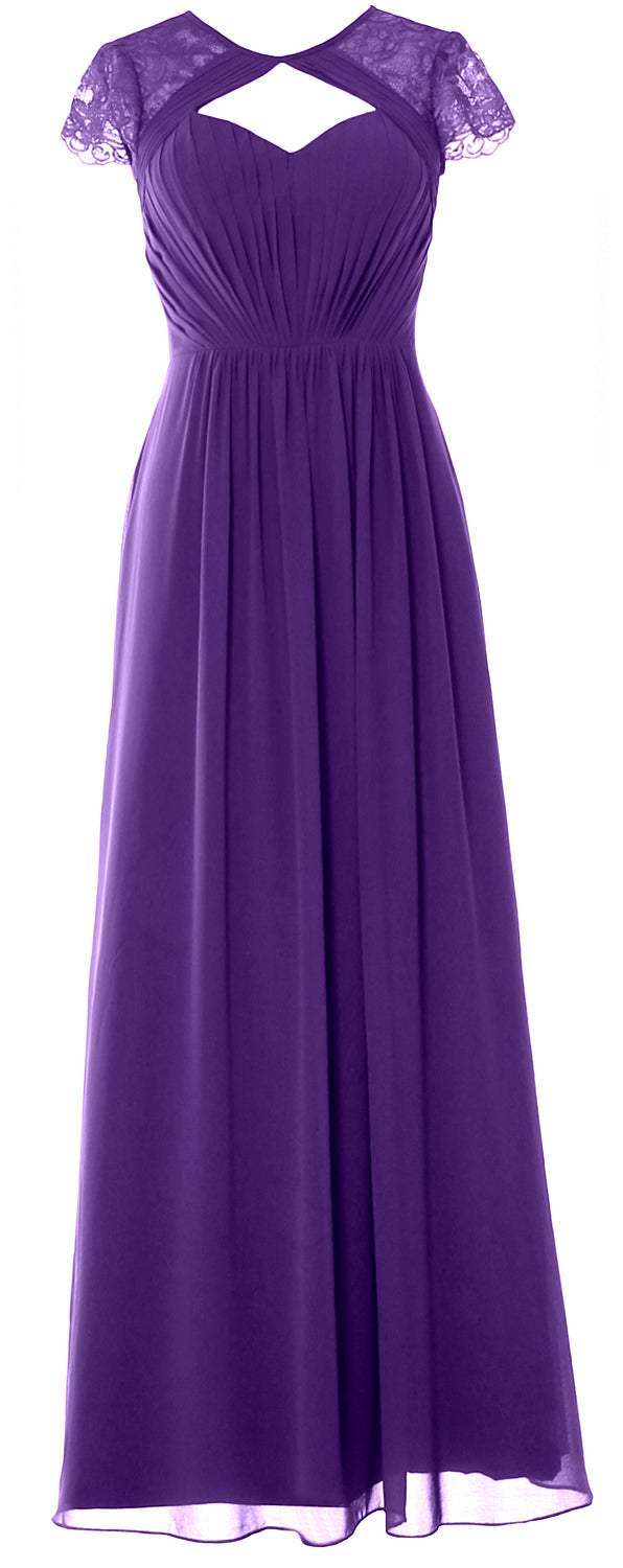 Vestido de dama de honor largo con mangas cortas elegante MACloth 2018 Vestido formal de noche