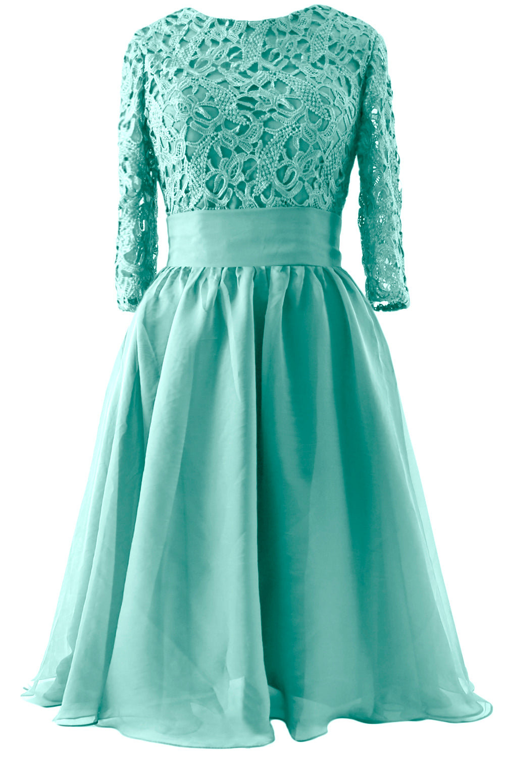 MACloth Women 3/4 Sleeve Lace Short Mother of Bride Dress Formal Evening Gown