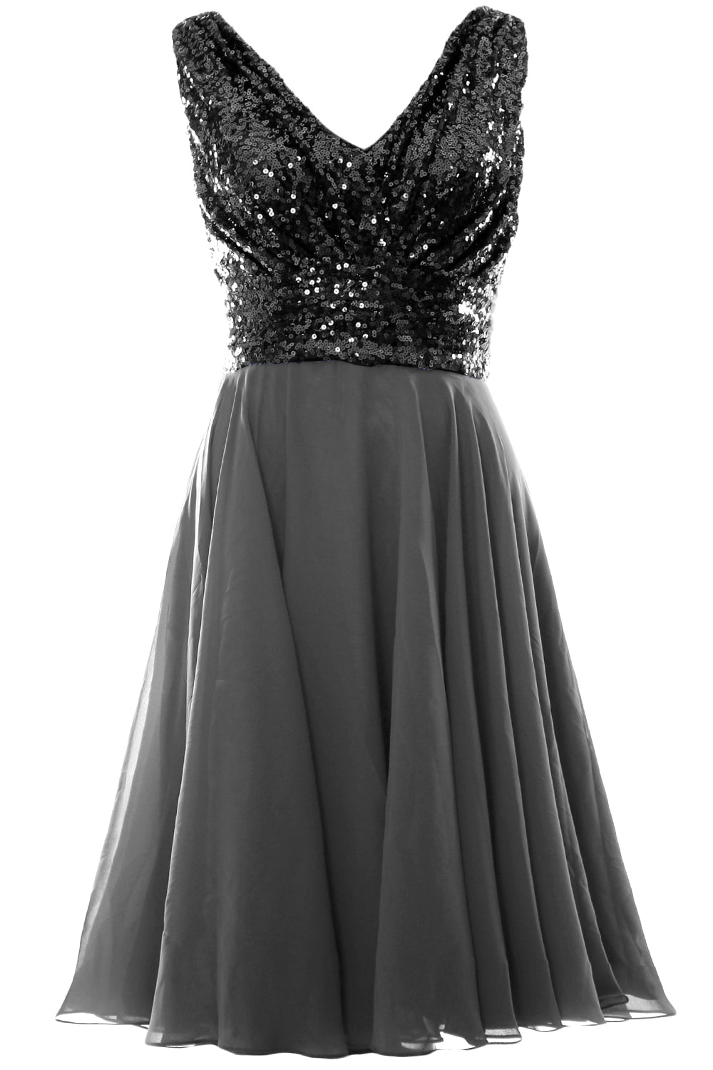 MACloth Women V Neck Sequin Short Wedding Bridesmaid Dresses Mother of Bride